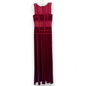JS Collections Velvet Sheer Cutout Gown